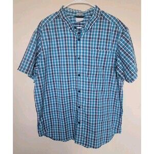 Columbia Mens Plaid Short Sleeve Button Up Shirt Regular Fit Size XL